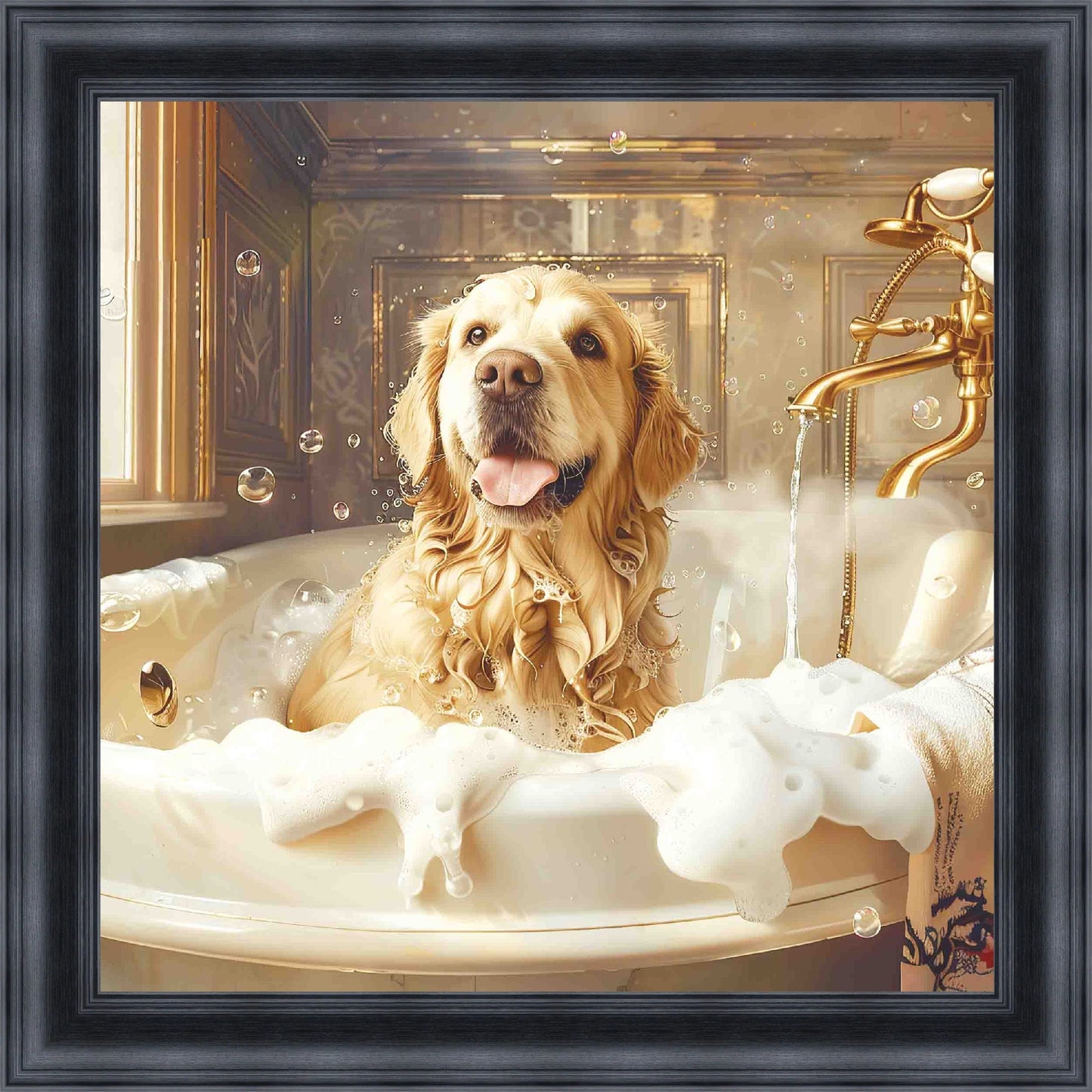 Golden Retriever Bath Time Mini Liquid Art