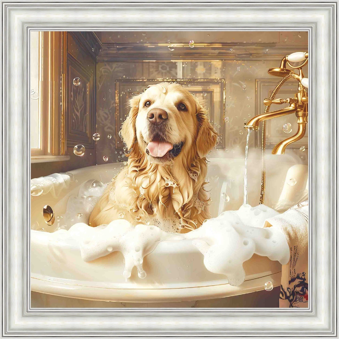 Golden Retriever Bath Time Mini Liquid Art