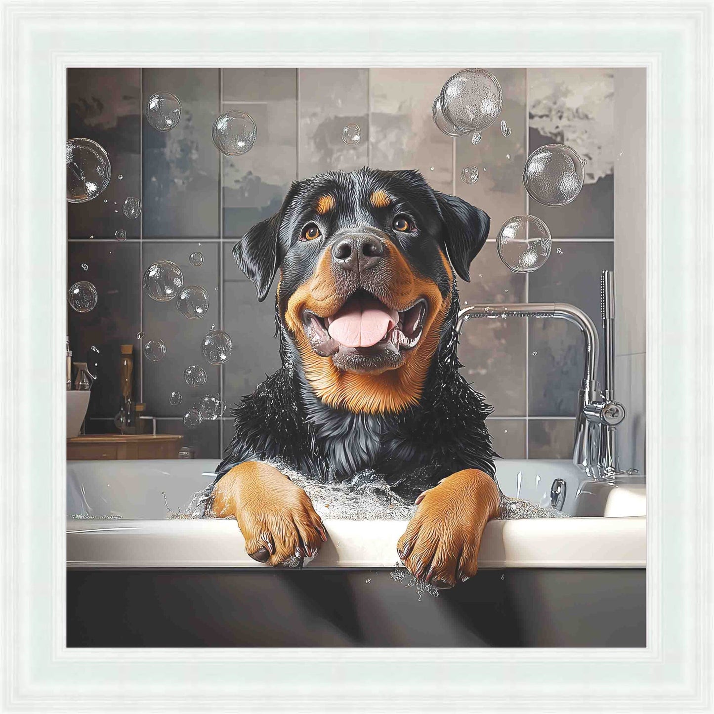 Rotweiller Bath Time Mini Liquid Art