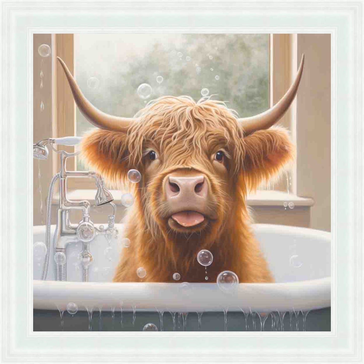 Highland Cow Bath Time Mini Liquid Art