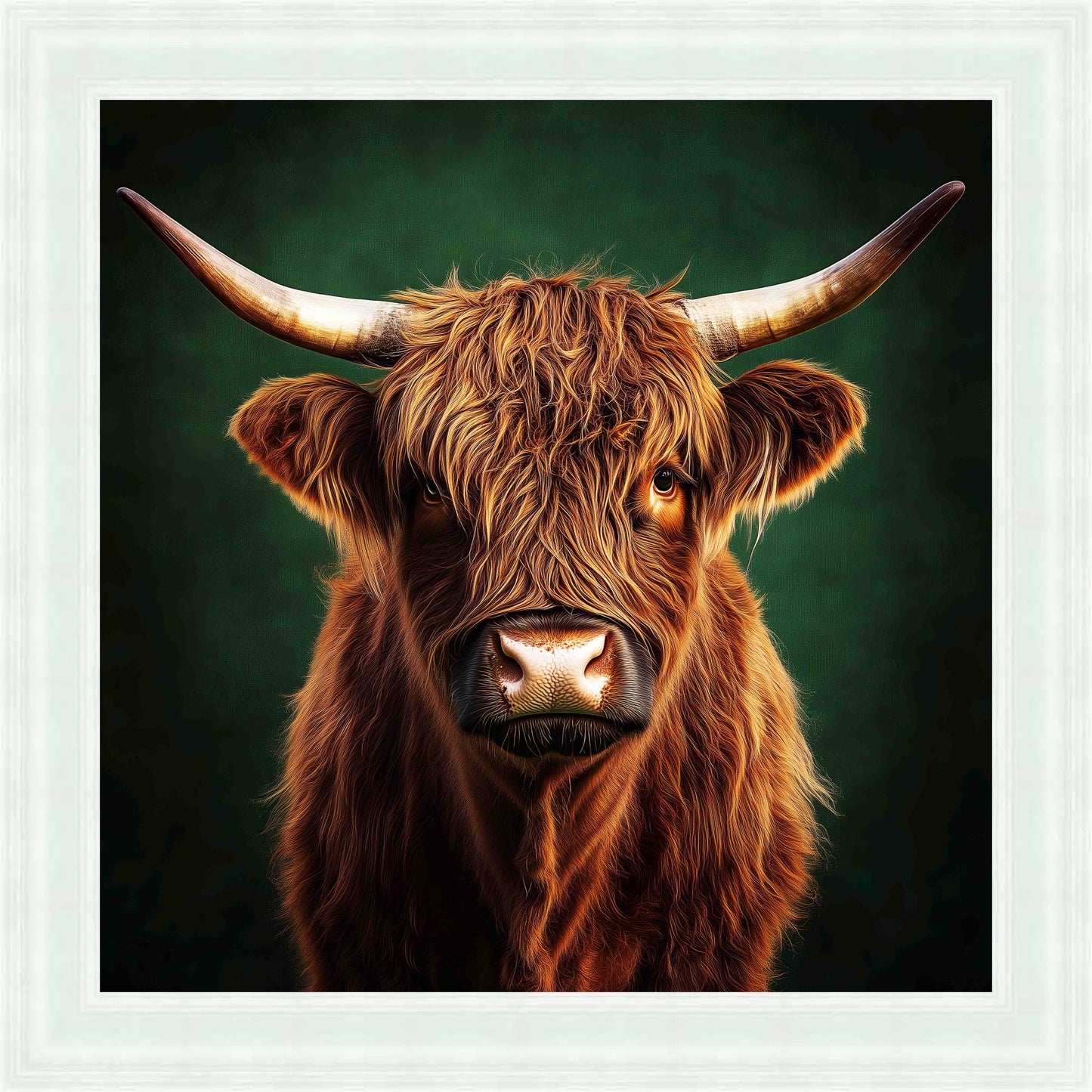 Highland Cow, Emerald Mini Liquid Art