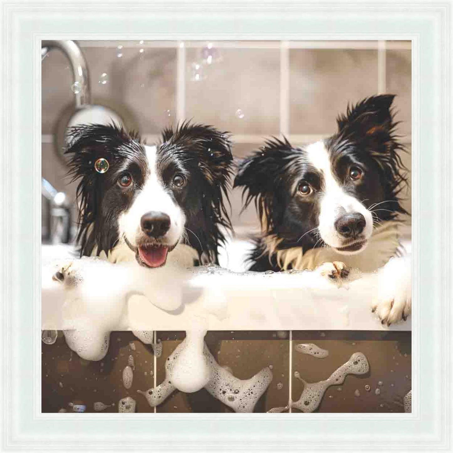 Border Collie Bath Time Mini Liquid Art