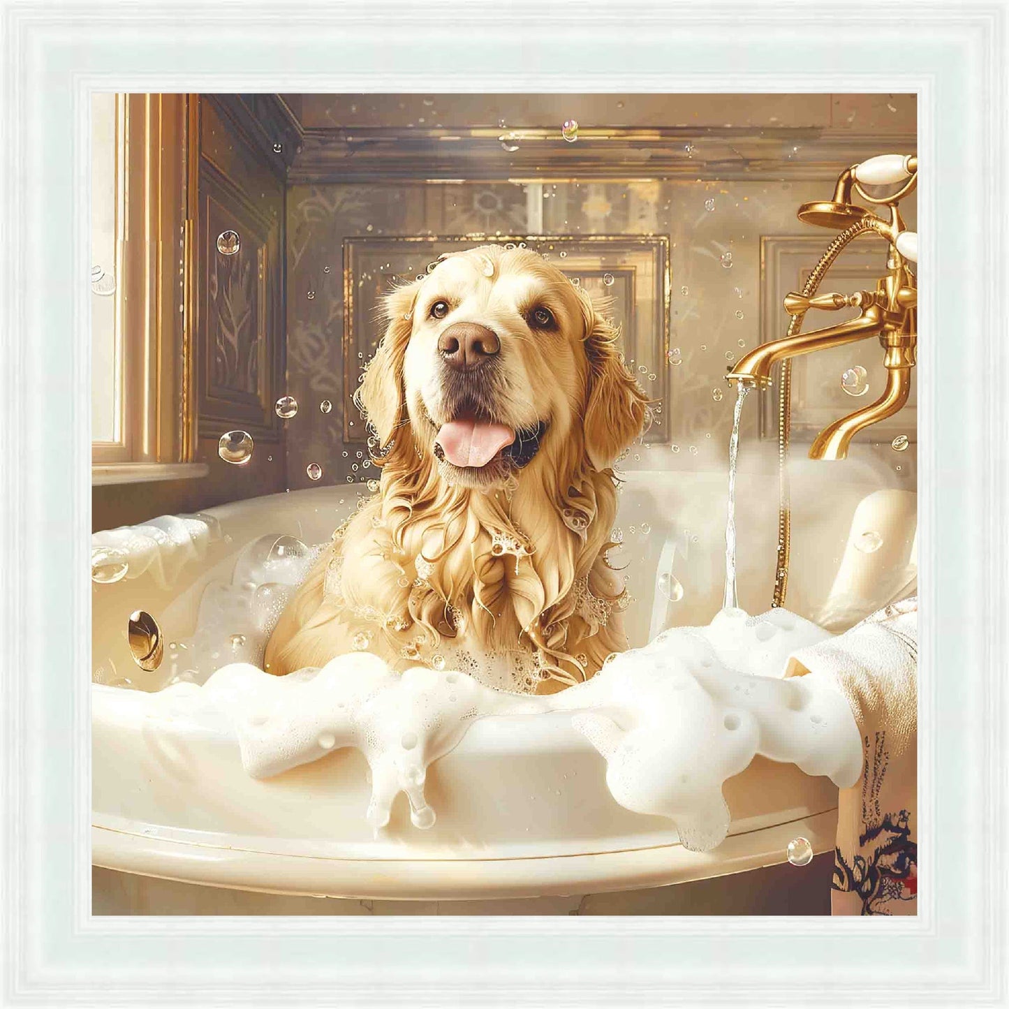 Golden Retriever Bath Time Mini Liquid Art