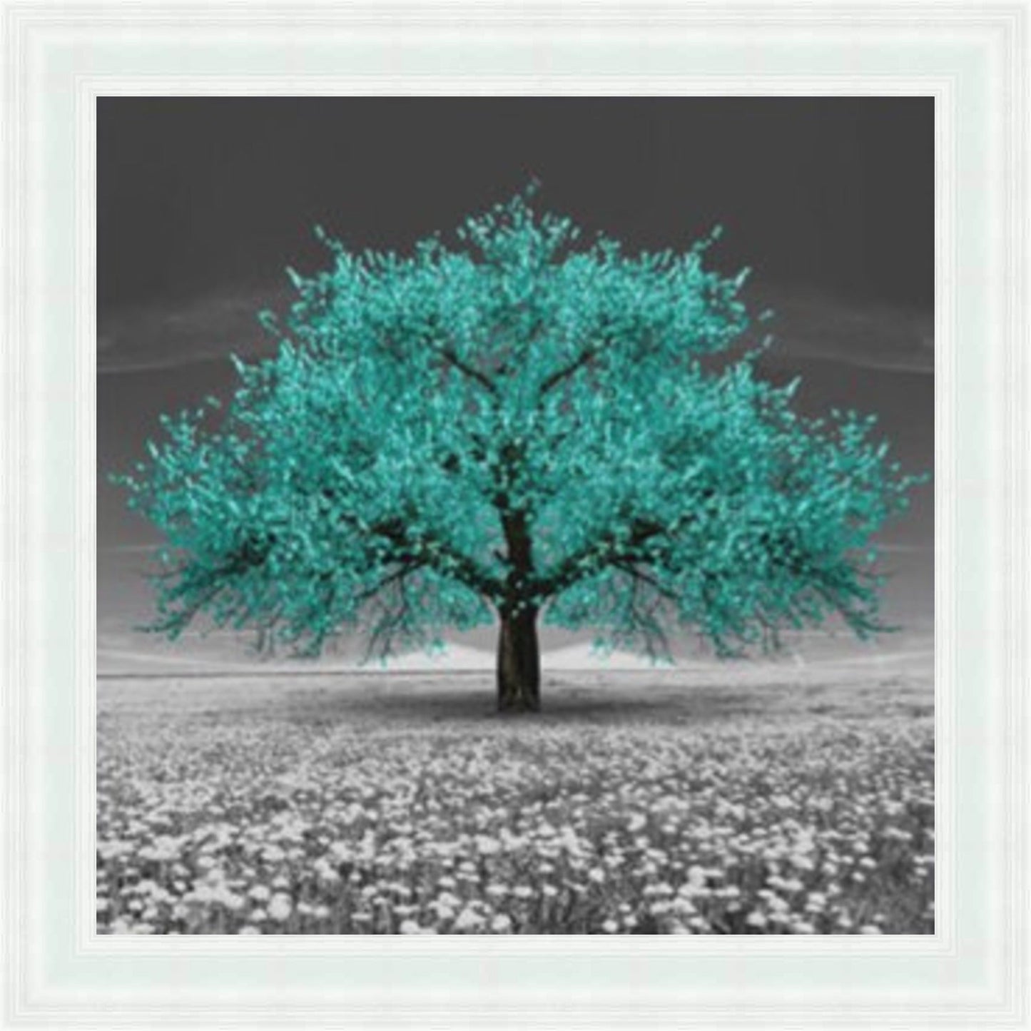 Teal Cherry Blossom Tree Mini Liquid Art