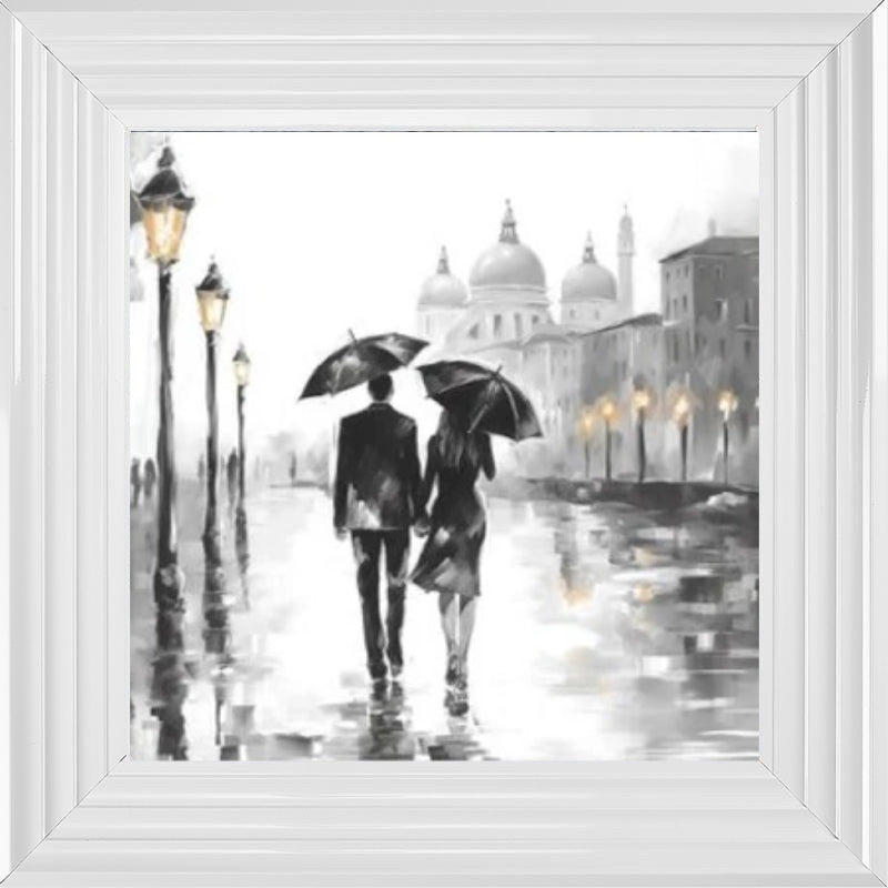 Couple Stroll Venice Black and White