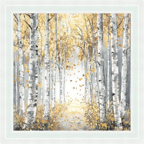 Silver Birch Moody Gold Leaves Mini Liquid Art