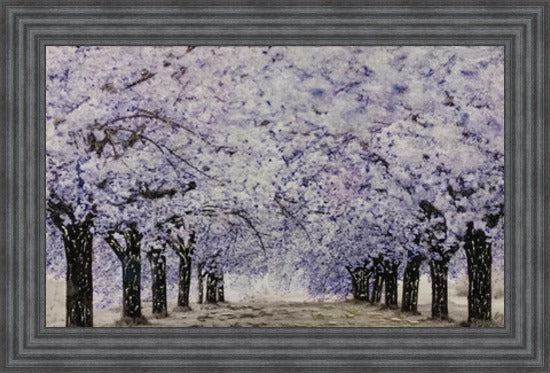 Blue Cherry Blossom Walk Liquid Art