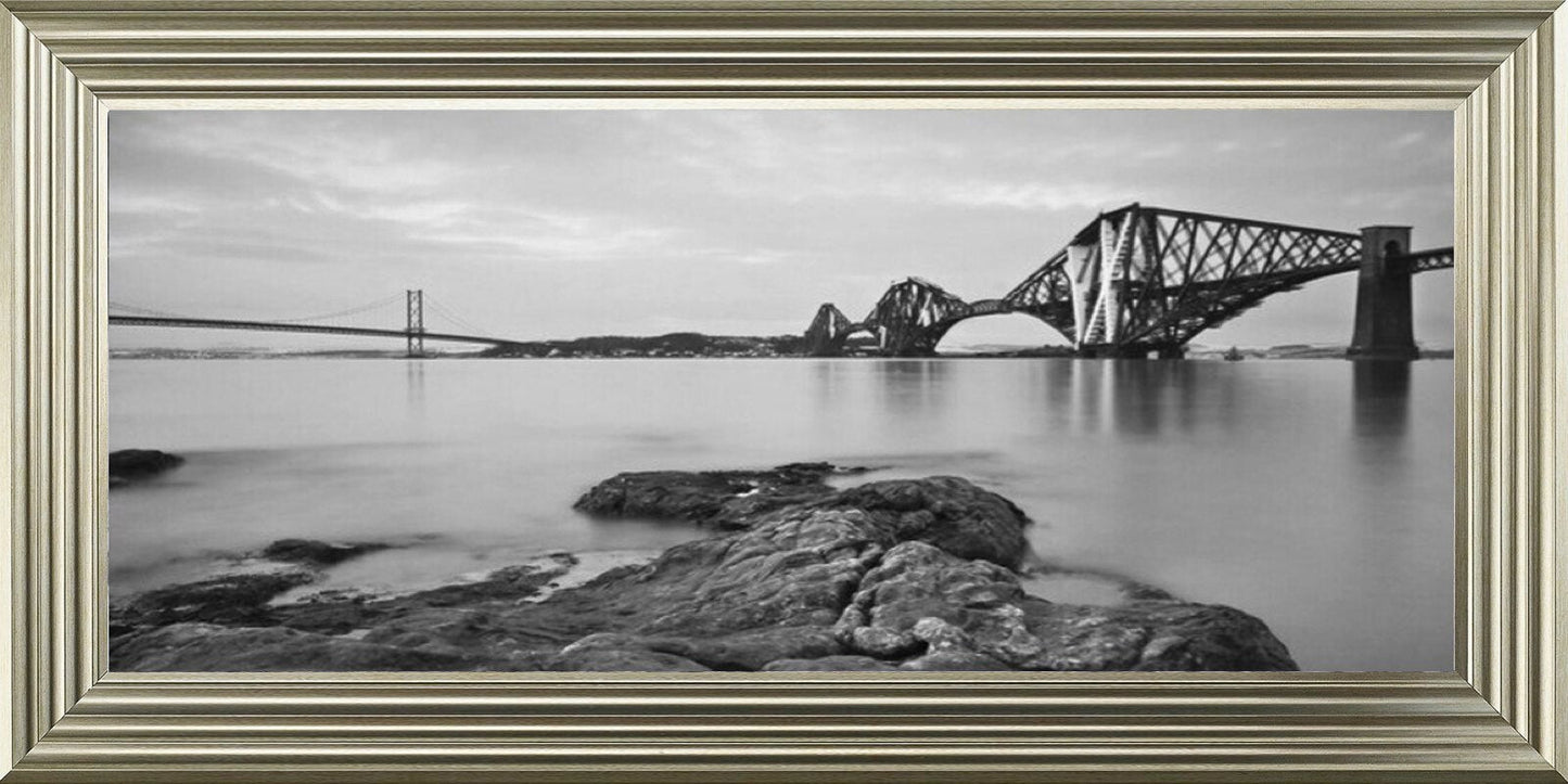 Forth Rail and Road Bridges, Edinburgh - Black and White