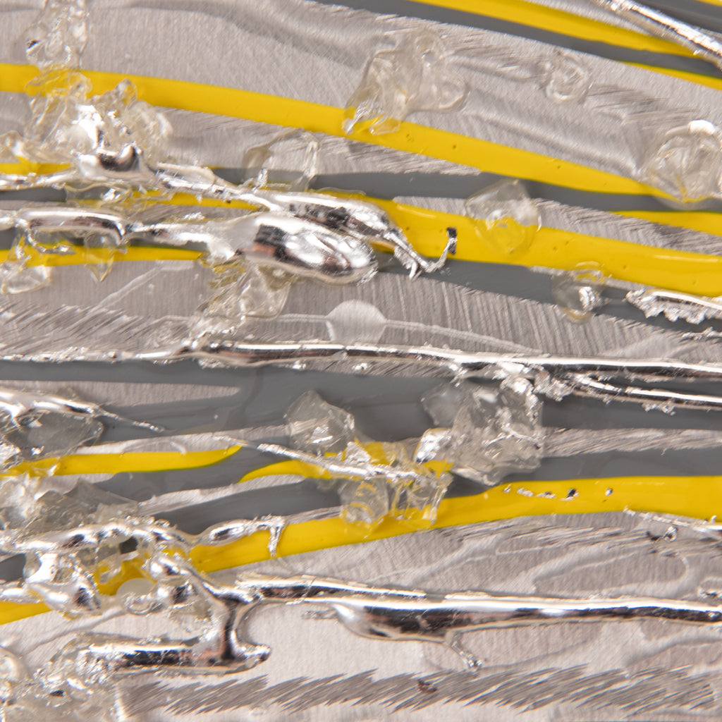 Lithium Yellow & Grey Wave Metal Wall Art