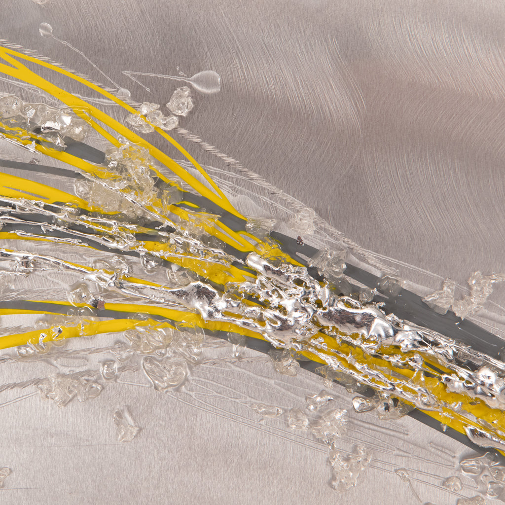Lithium Yellow & Grey Wave Metal Wall Art