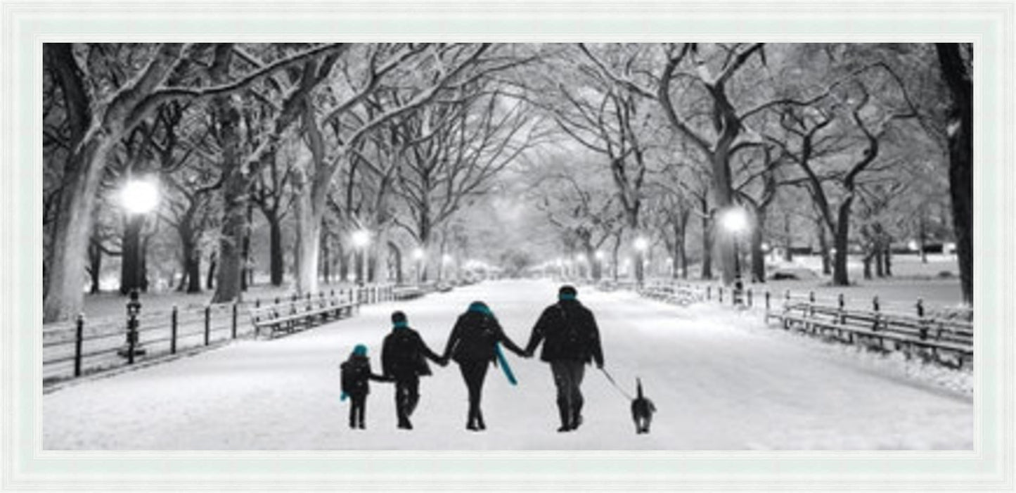 A Family Walk in the Park - Turquoise Liquid Art