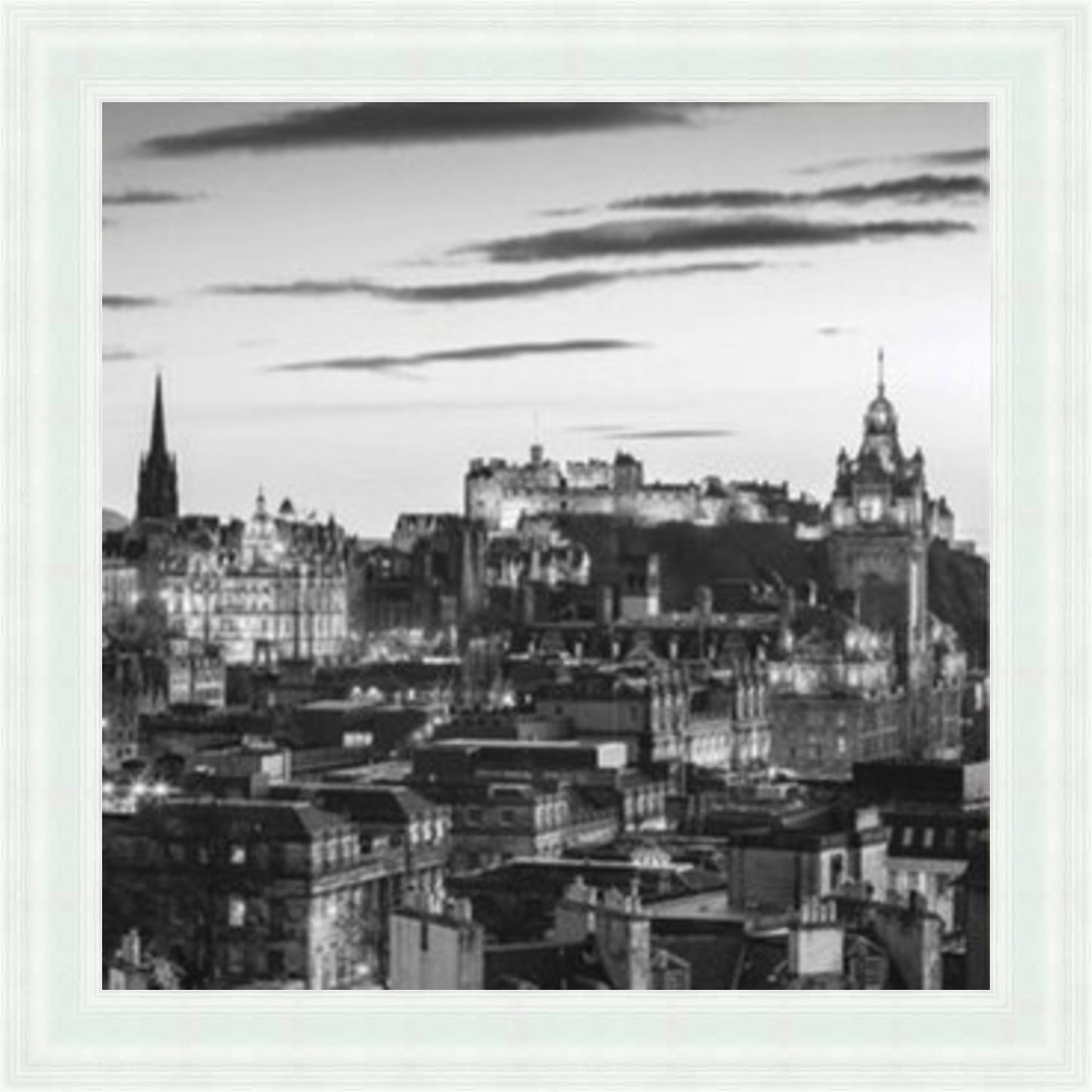 Edinburgh Skyline (BW) Liquid Art