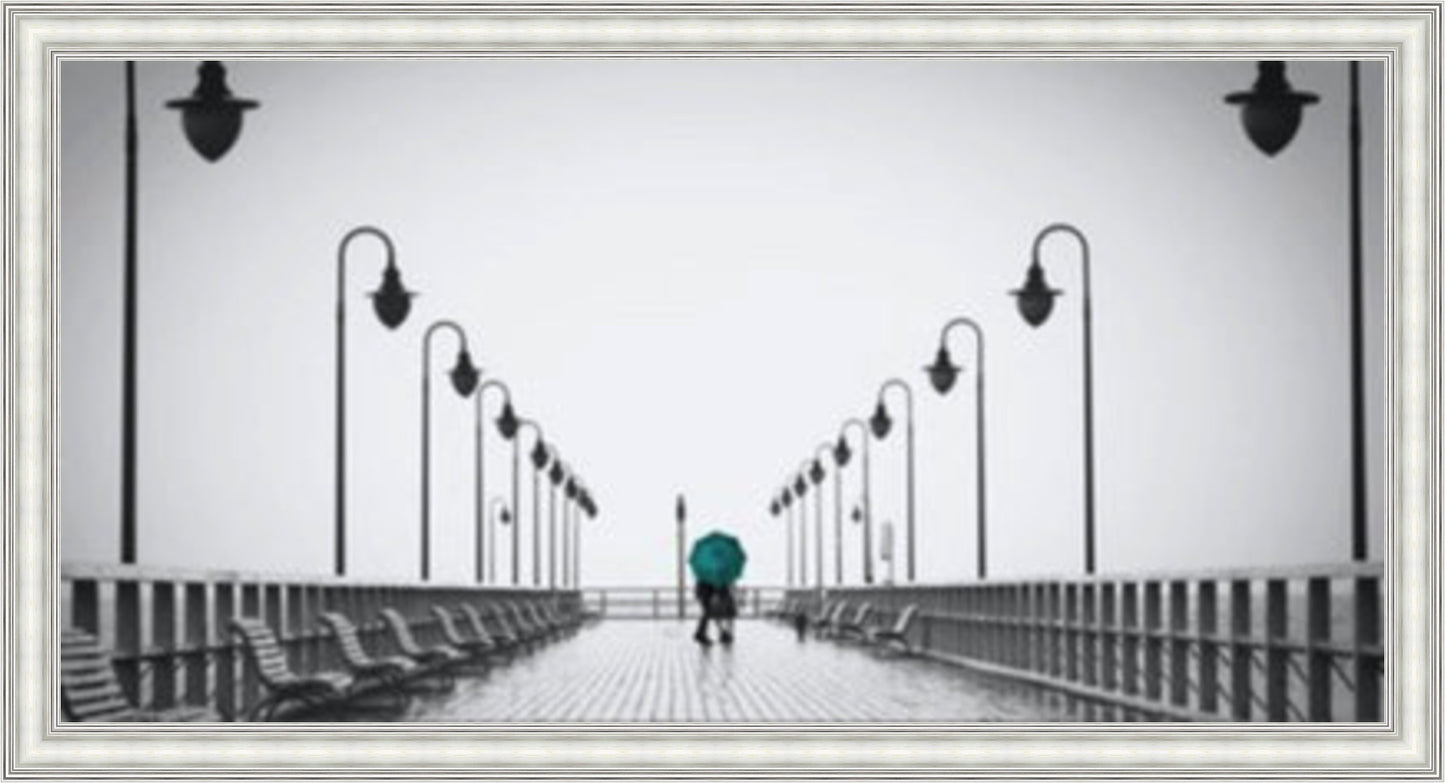 Strolling on the Pier Turquoise Liquid Art
