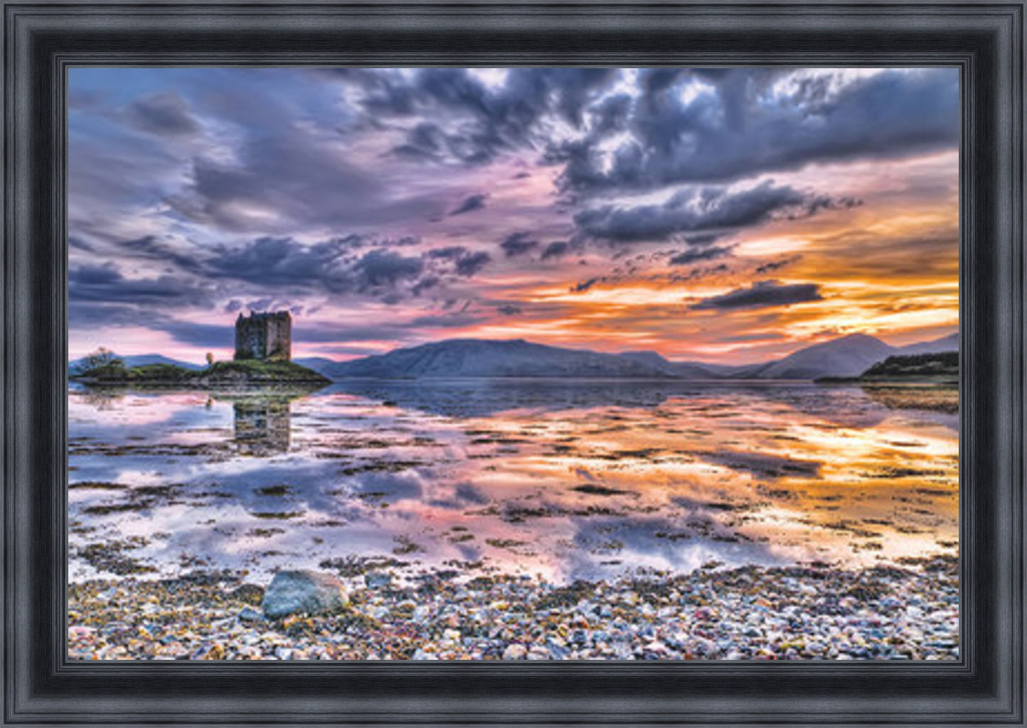 Sunset at Castle Stalker - Colour Burst Liquid Art