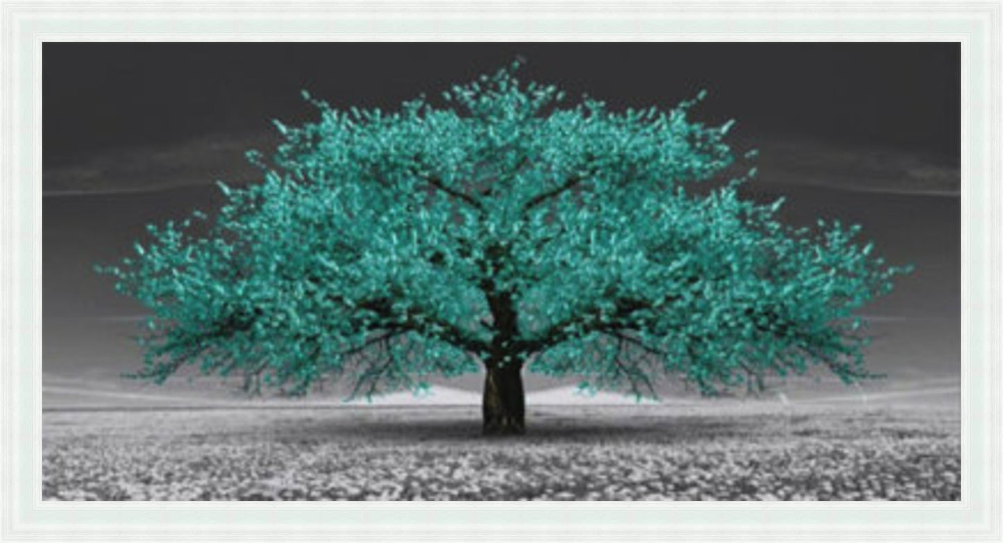 Teal Cherry Blossom Tree Liquid Art