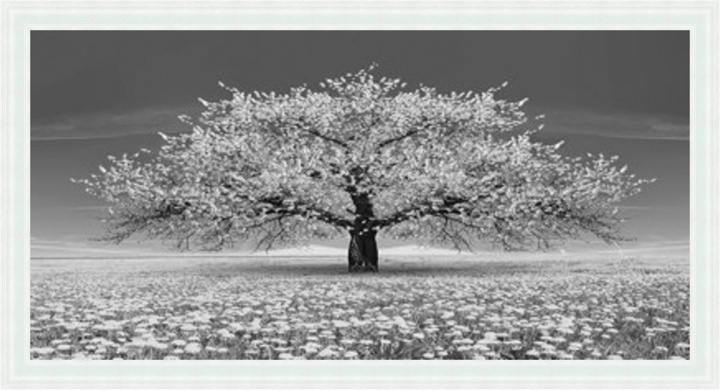 White Cherry Blossom Tree Liquid Art