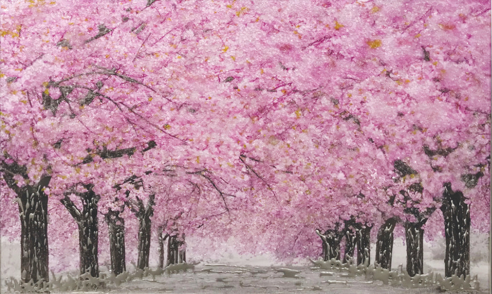 Pink Blossom Walk Liquid Art