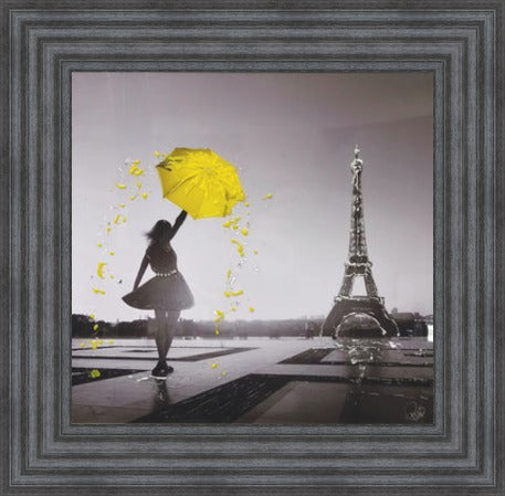 Posing In Paris Yellow Liquid Art