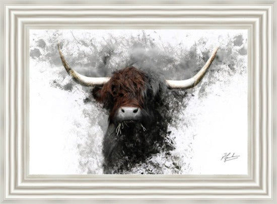 Highland Cow in Ink Liquid Art