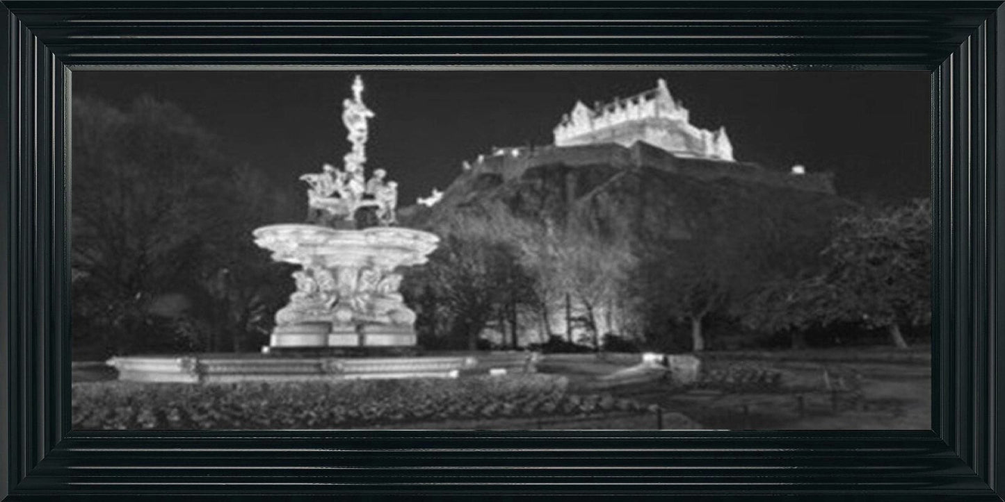 Fountain by Edinburgh Castle - Black and White