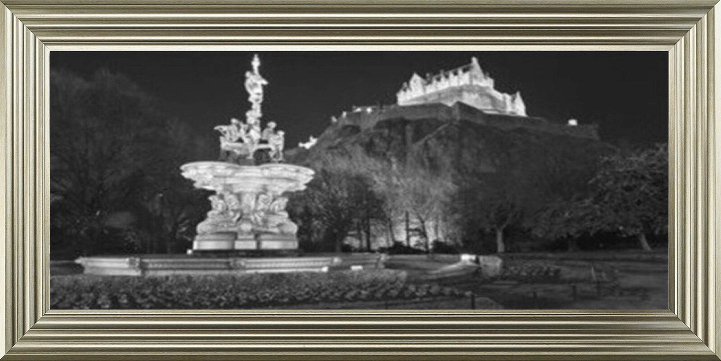 Fountain by Edinburgh Castle - Black and White