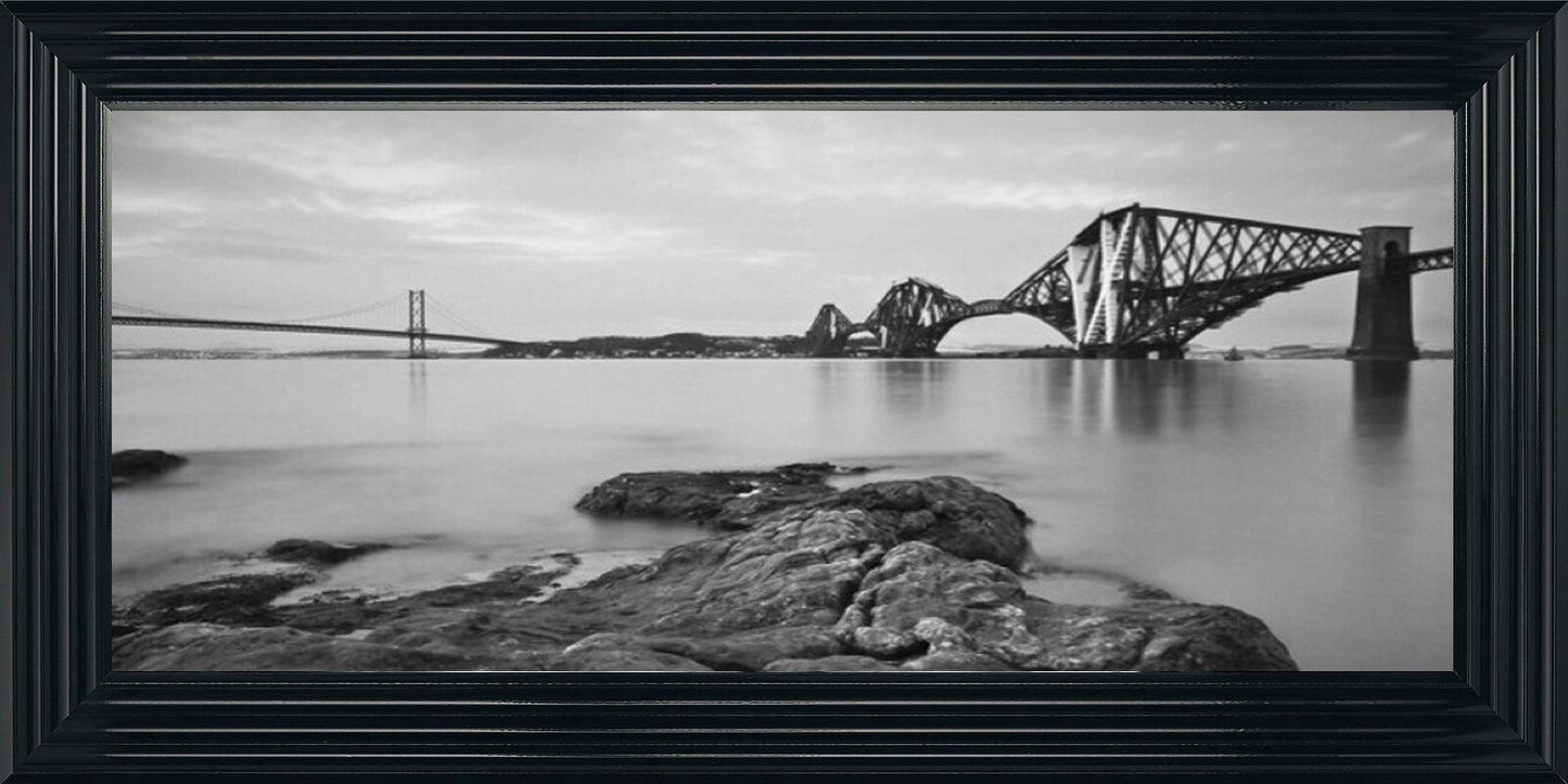 Forth Rail and Road Bridges, Edinburgh - Black and White