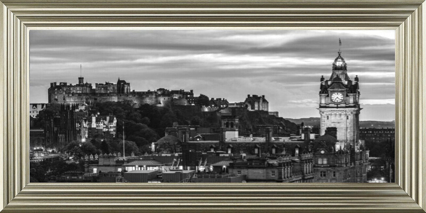 Twilight Over Edinburgh - Black and White