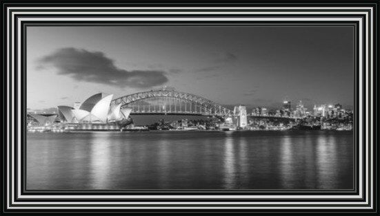 Nightfall Over Sydney Harbour - Black and White