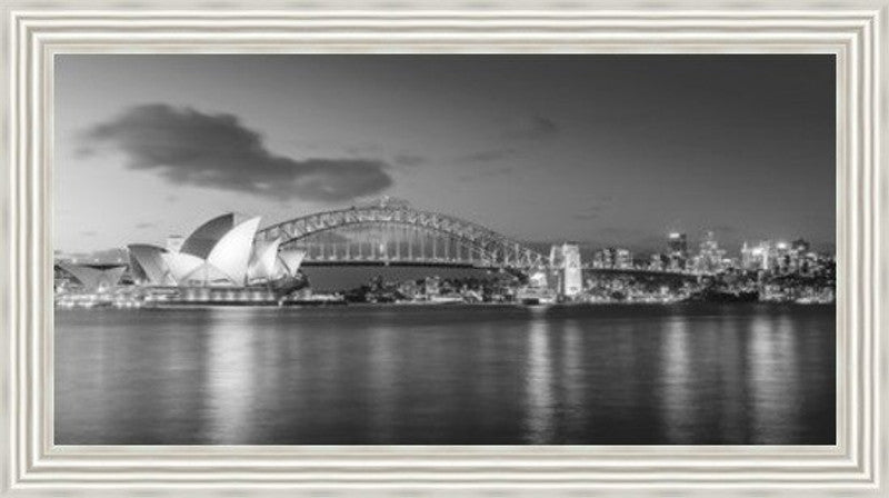 Nightfall Over Sydney Harbour - Black and White