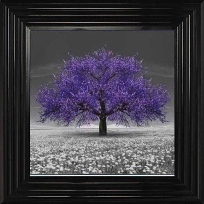 Cherry blossom canvas painting, Pink flowers oil painting, Purple flower  black background, Tree branches rose petals 22.8 by 9.9 Painting by Lada  Stukan