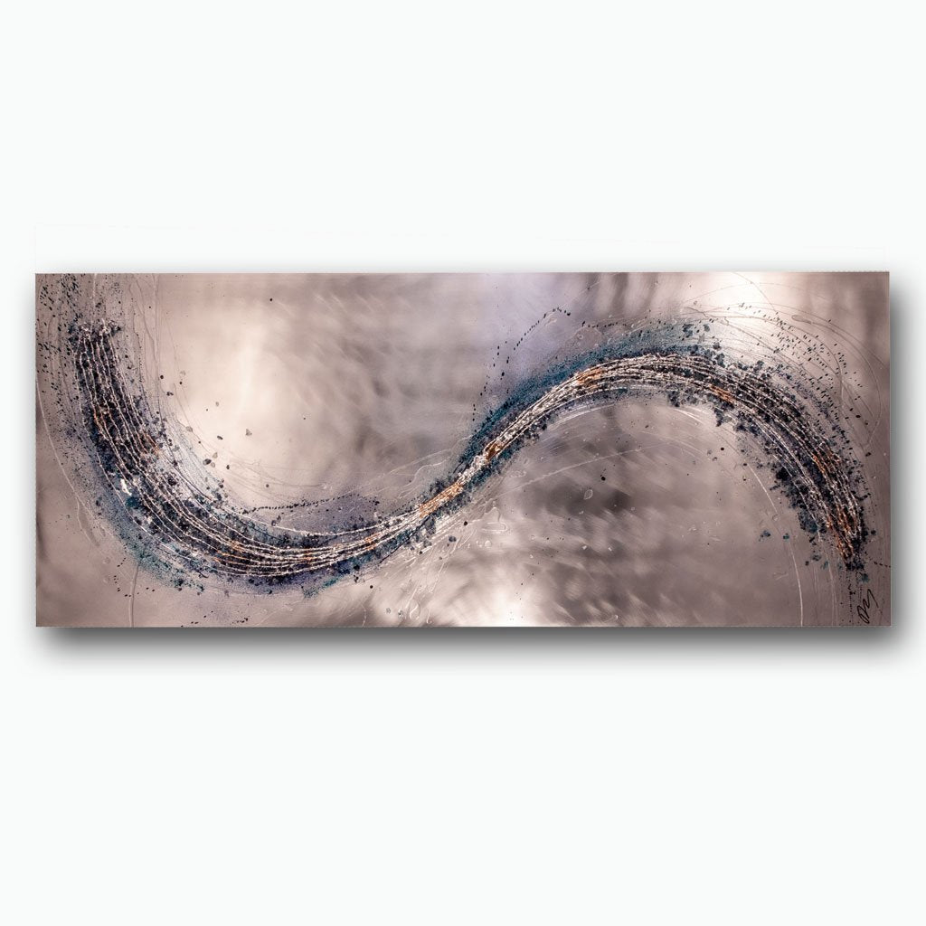 Lithium Blue, Gold & Silver Wave Metal Wall Art
