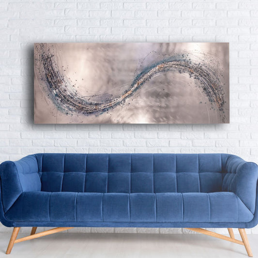Lithium Blue, Gold & Silver Wave Metal Wall Art