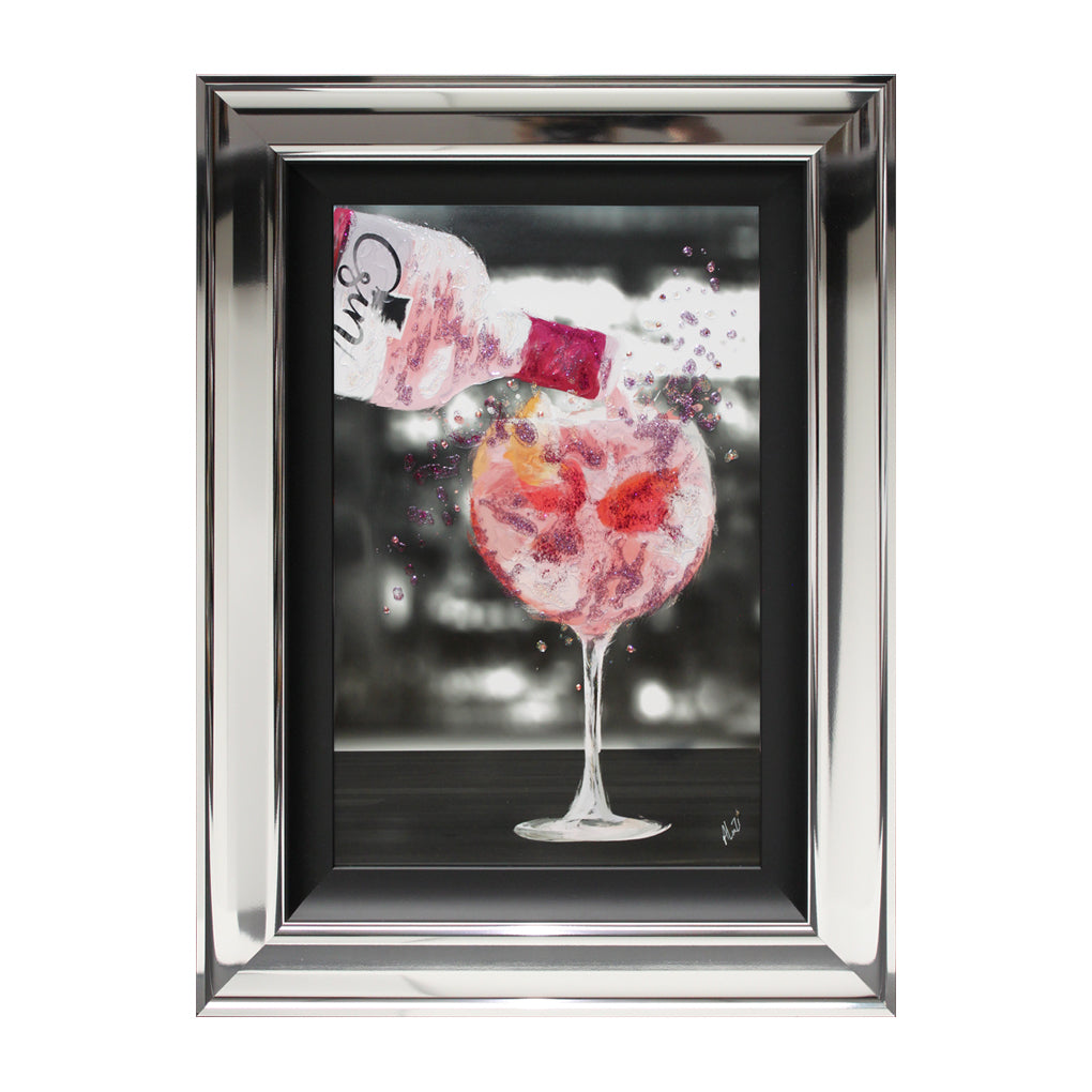3D Deluxe Pink Gin Cocktail with Liquid Art Embellishment