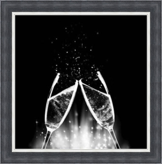 Champagne Bubbles  - Black & White - Slim Frame