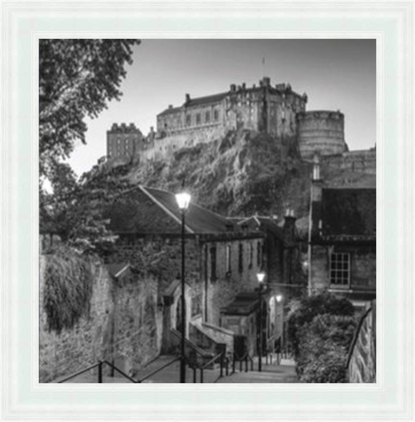 Edinburgh Castle - Black & White - Slim Frame