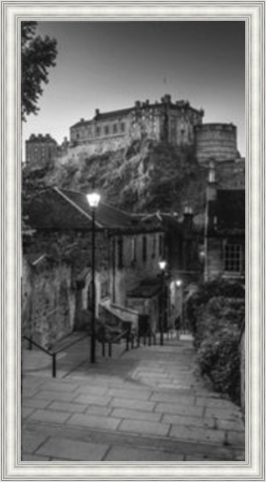 Edinburgh Castle - Black & White - Slim Frame