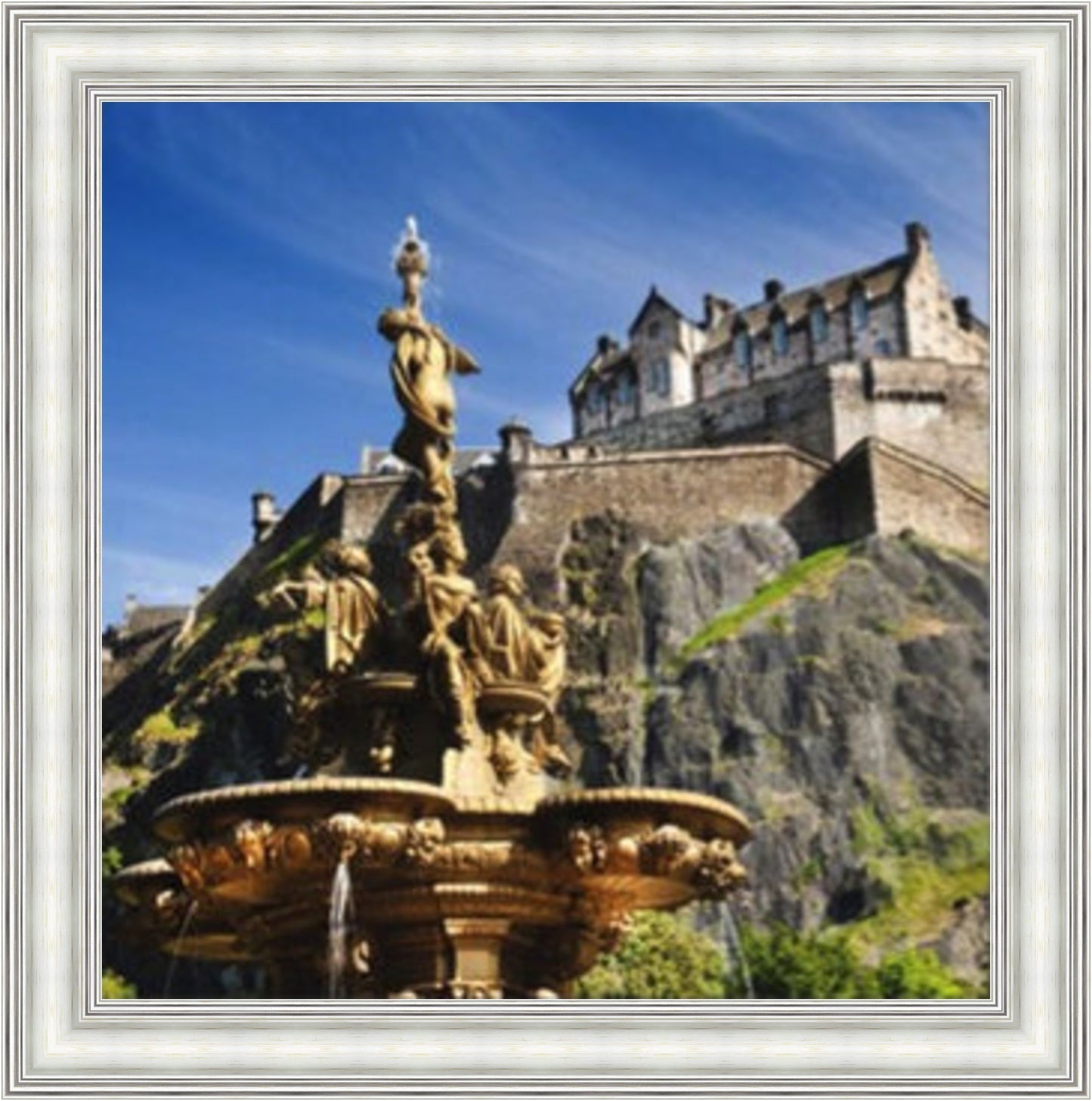Edinburgh Castle and Fountain - Slim Frame
