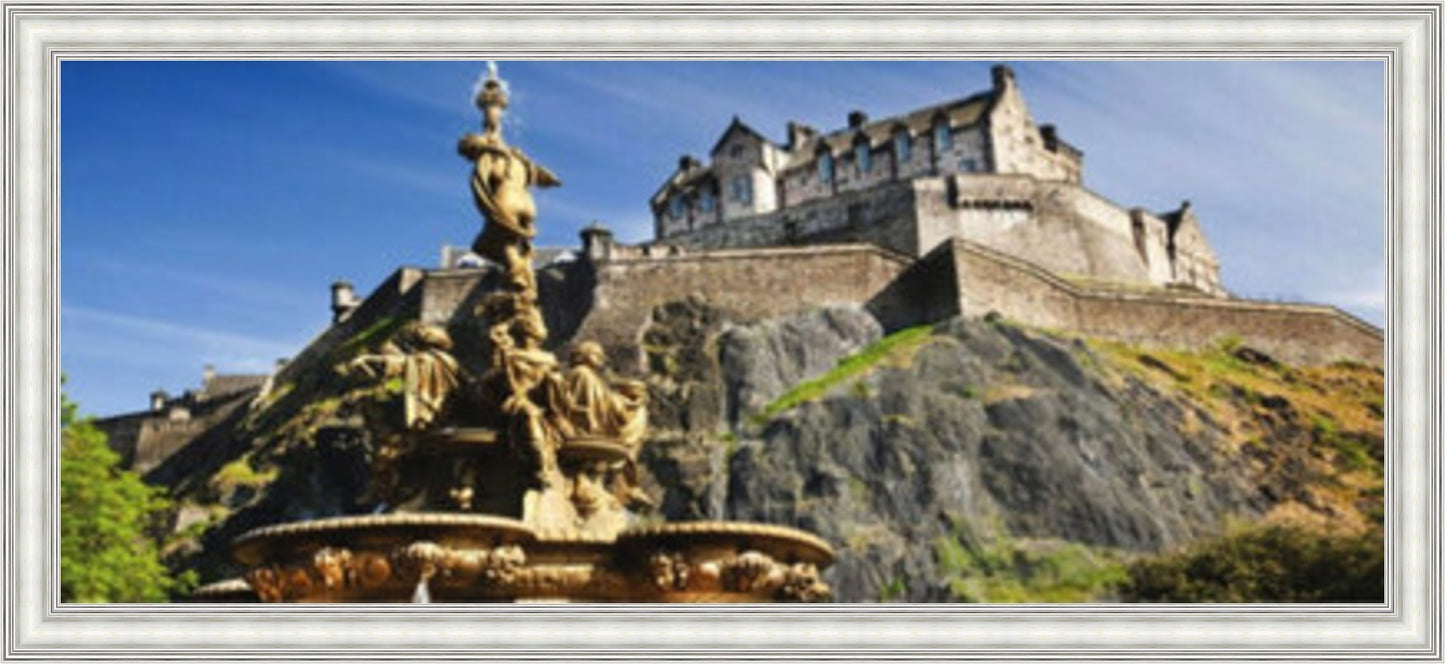Edinburgh Castle and Fountain - Slim Frame