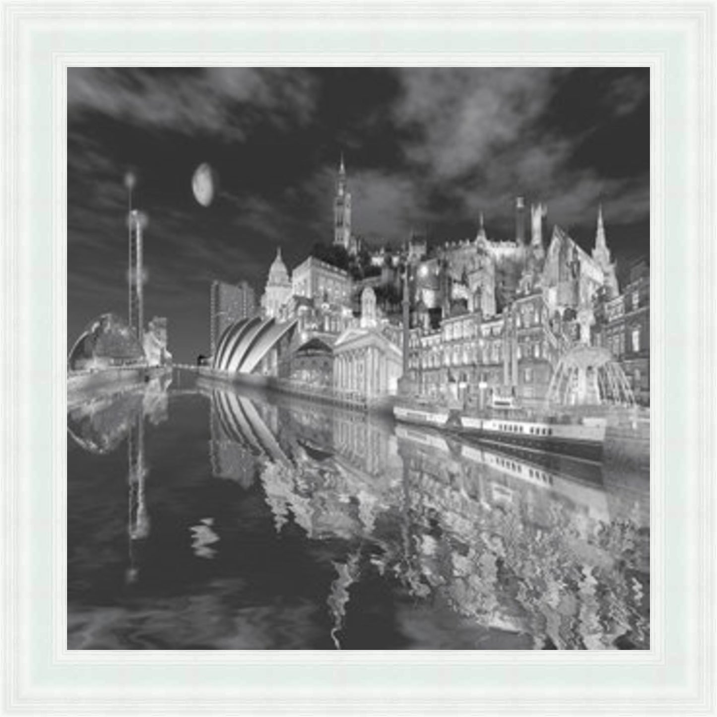 Glasgow Montage - Black & White - Slim Frame