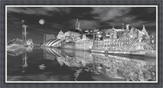 Glasgow Montage - Black & White - Slim Frame