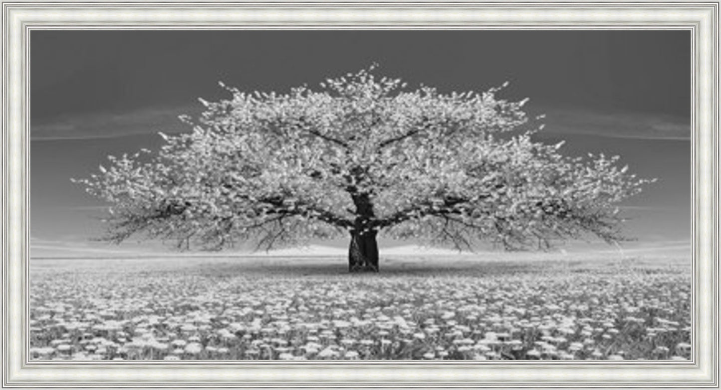 White Cherry Blossom Tree - Slim Frame