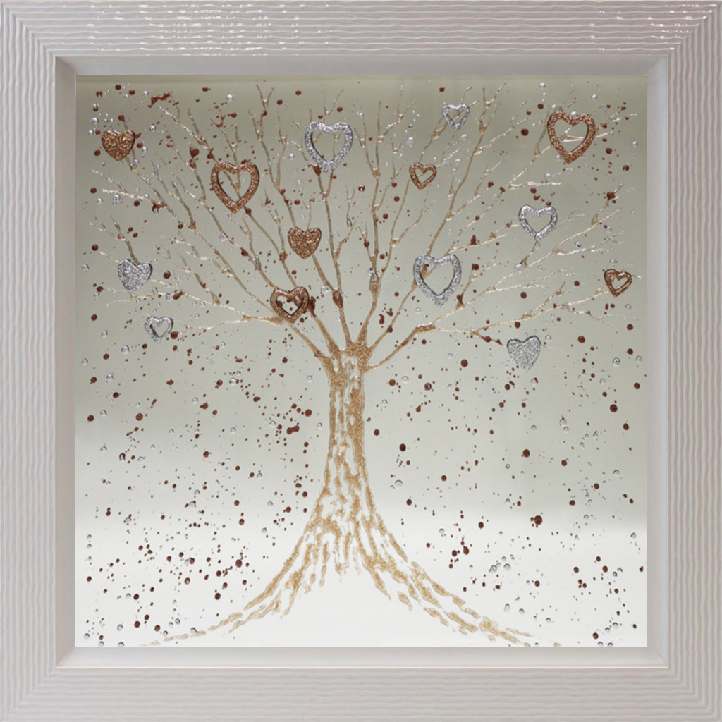 Copper Hearts Tree Mirror Liquid Art