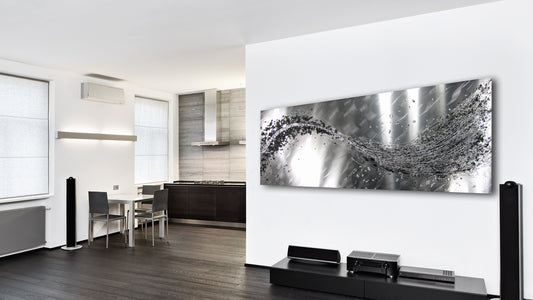 Lithium Jet Black Wave Metal Wall Art