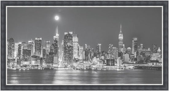 Skyline of New York - Black & White - Slim Frame