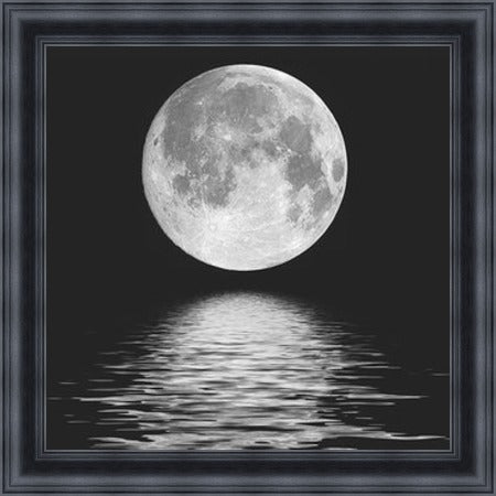 Moon Over Water, Black and White - Slim Frame