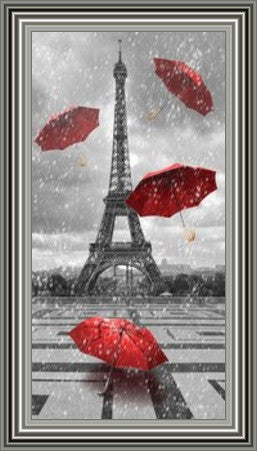 Red Umbrellas Eiffel Tower, Paris