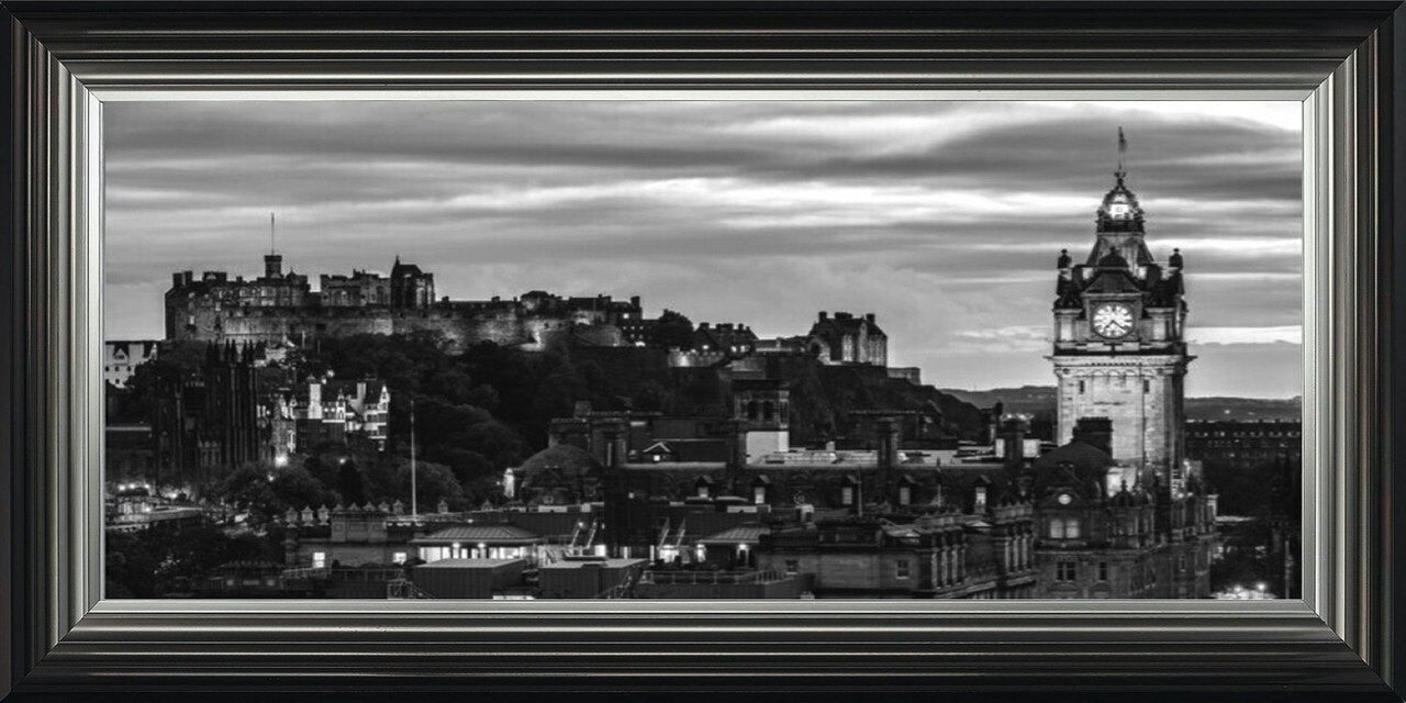 Twilight Over Edinburgh - Black and White