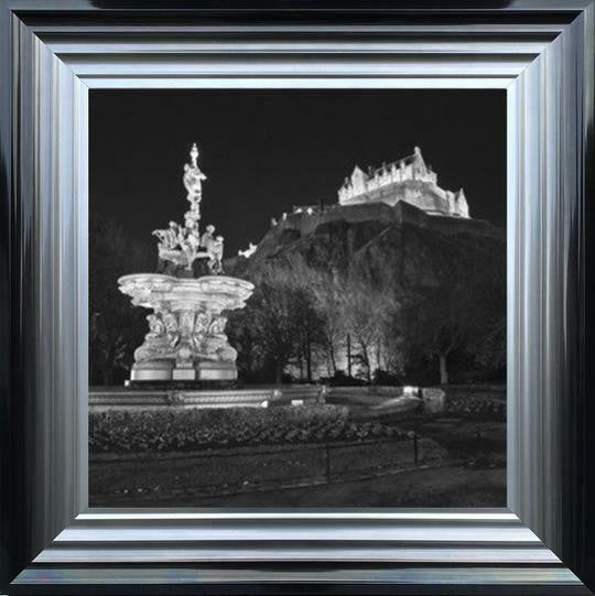 Fountain by Edinburgh Castle - Black and White