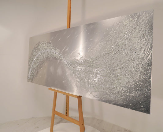 Lithium Alchemy White Wave Metal Wall Art