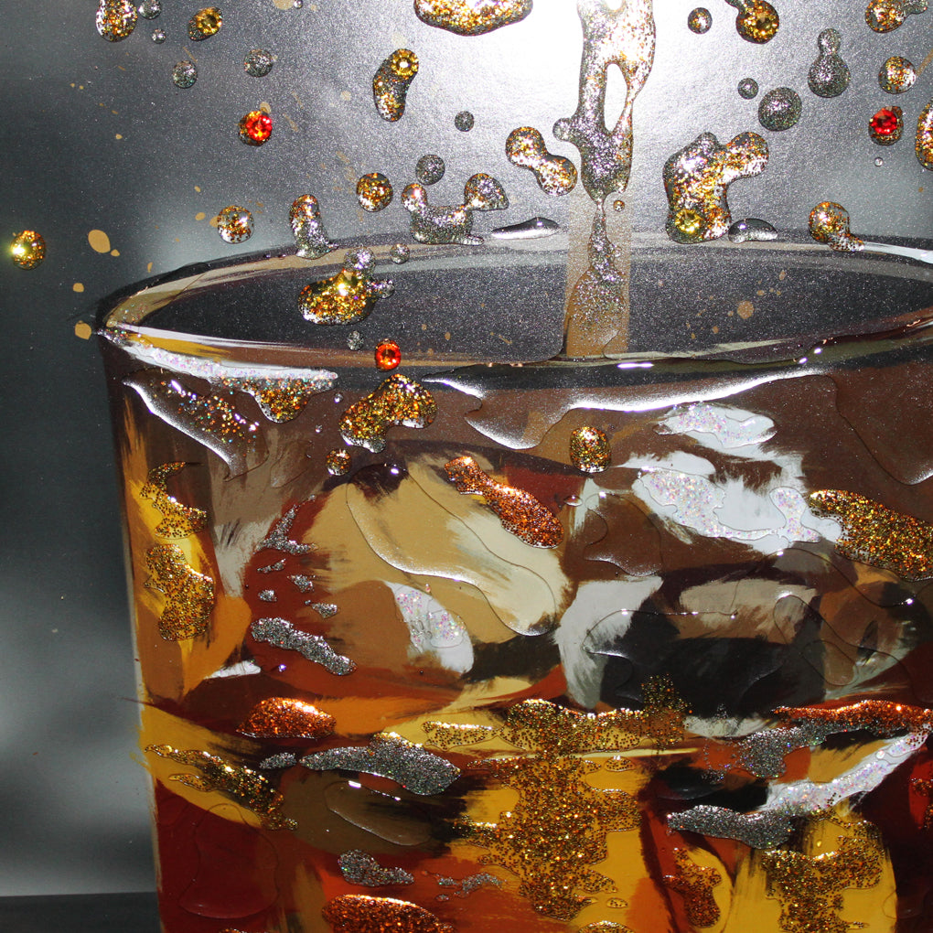 3D Deluxe Whisky on the Rocks with Liquid Art Embellishment